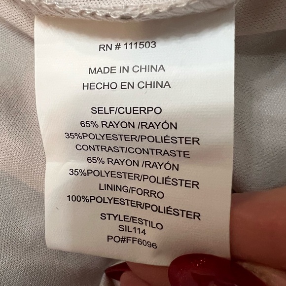 Fig + Flower Tan Midi Dress with Burgundy Pink Embroidery. Size Large. - Picture 14 of 16